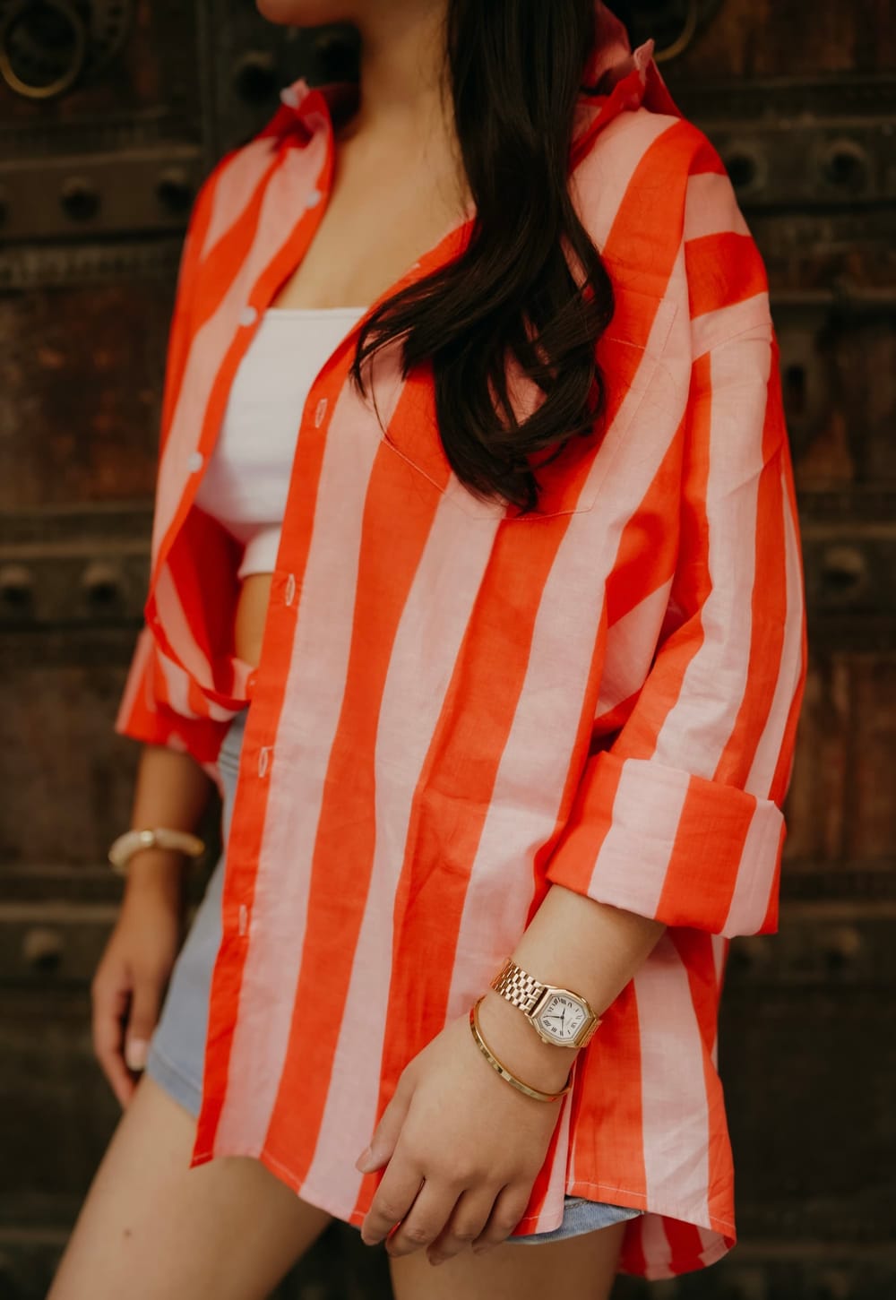 The Striped Shirt in Peach
