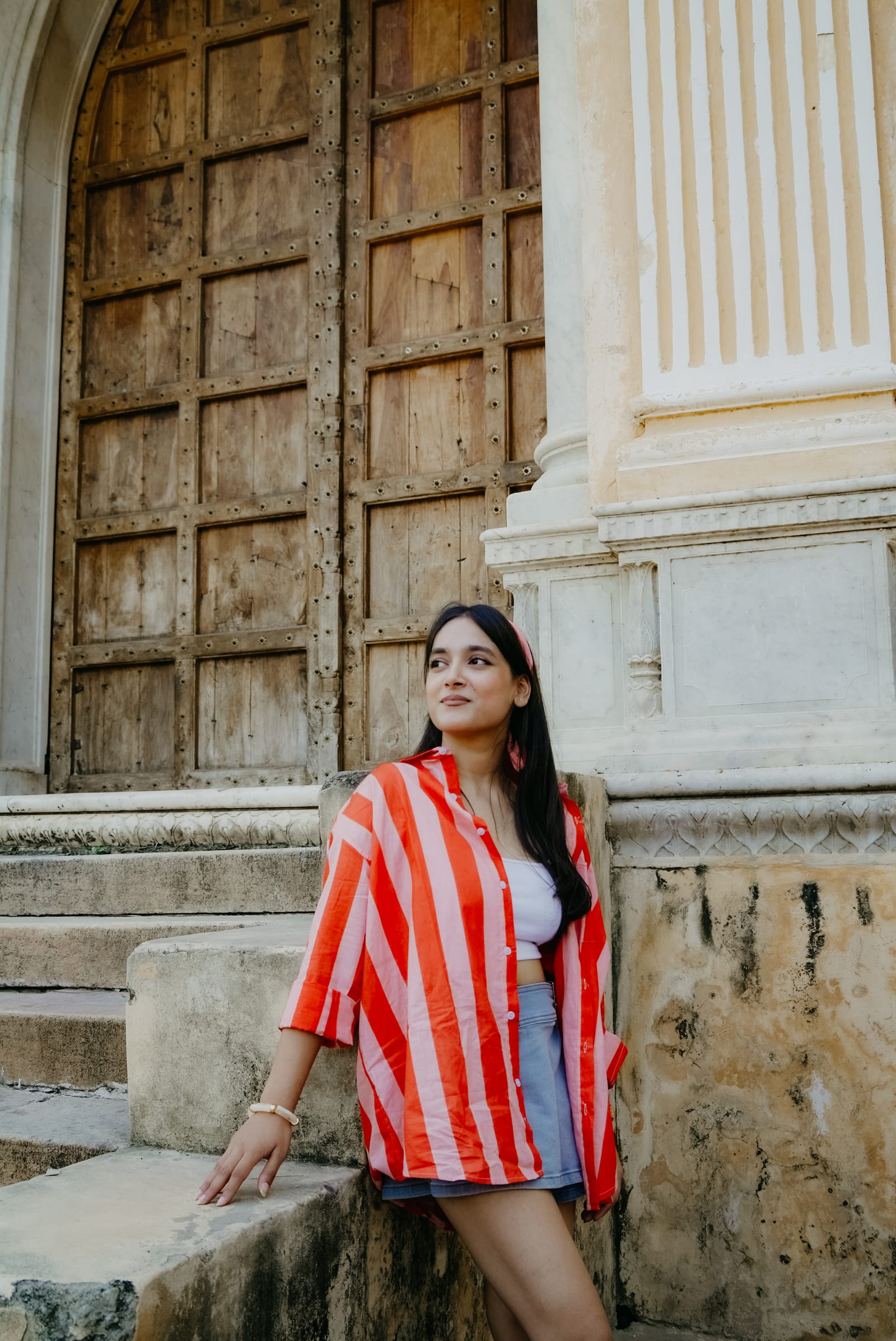 The Striped Shirt in Peach