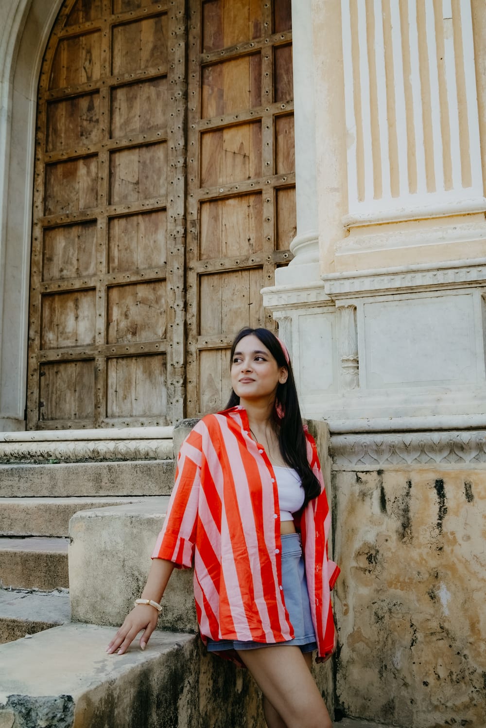 The Striped Shirt in Peach